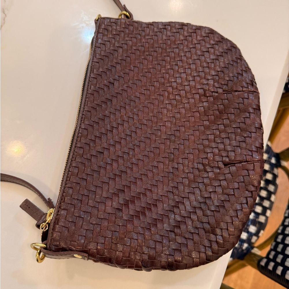 Retired color CLARE V Petit Moyen Crossbody Bag in burgundy. - Picture 16 of 16